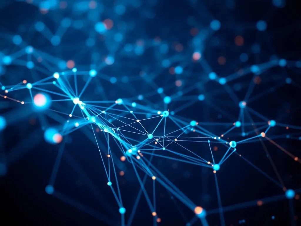 High-tech digital neural network visualization with glowing