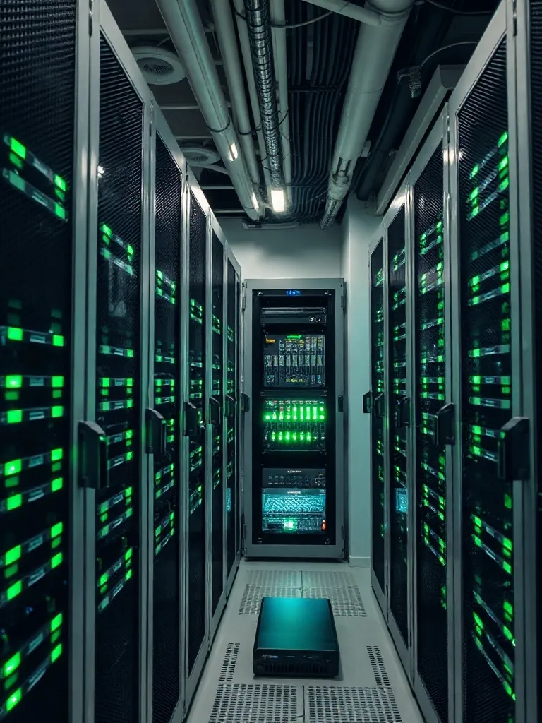 Professional high-tech server room with clean cable manageme