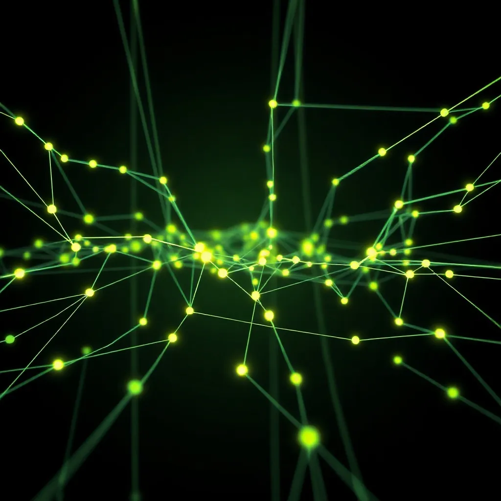 Abstract high-tech digital grid with data nodes and connecti